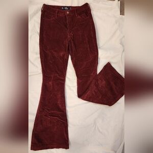 Hollister Maroon Corduroy High-Rise Flare Pants